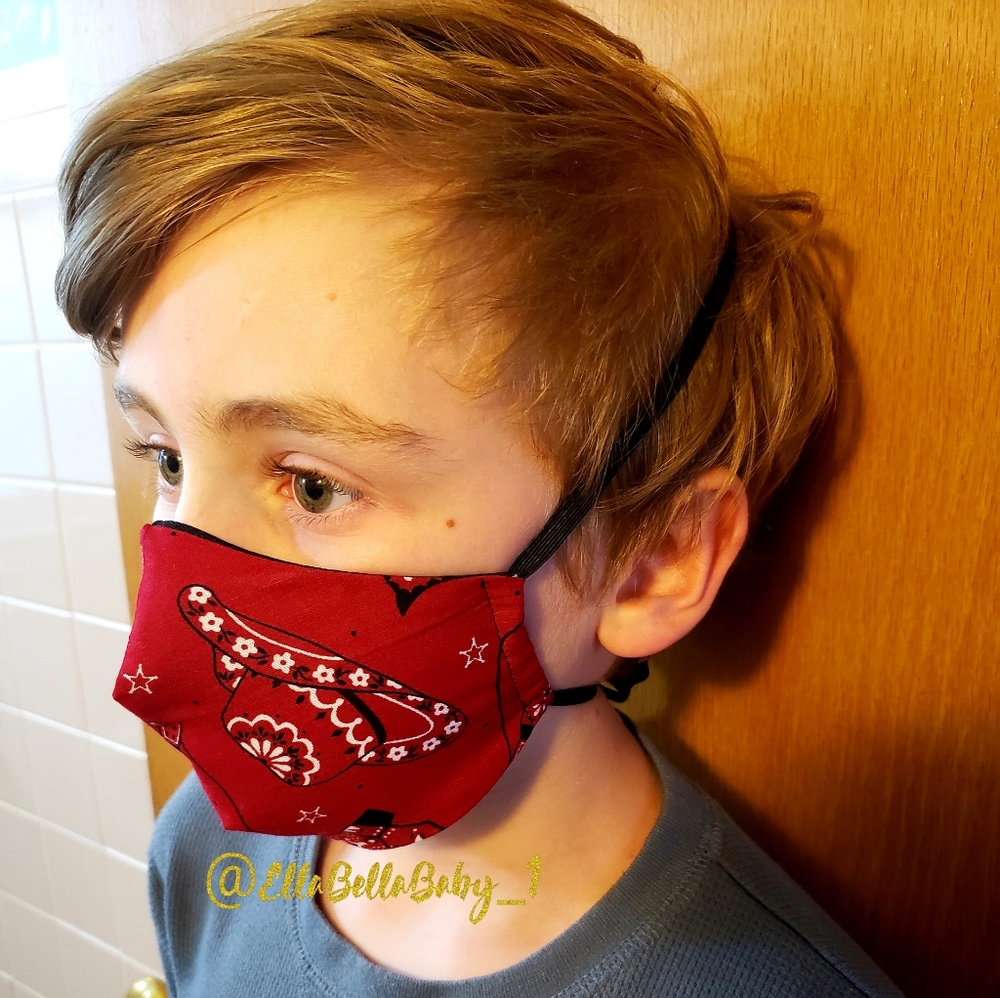 Red Bandana Face Mask with Filter Cowgirl - Picture 6 of 6